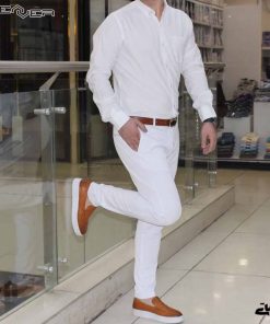 گاباردین سفید دوبرکش اسلیم دمپاپاکتی 01