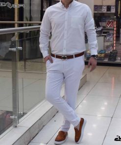 گاباردین سفید دوبرکش اسلیم دمپاپاکتی 02